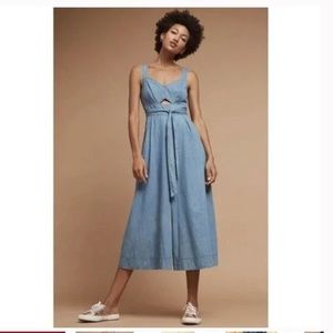 Holding Horses Chambray Cut Out Wide Leg Jumpsuit